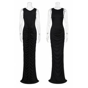 L.A. Seduction maxi fitted/ruched black dress SKUW760